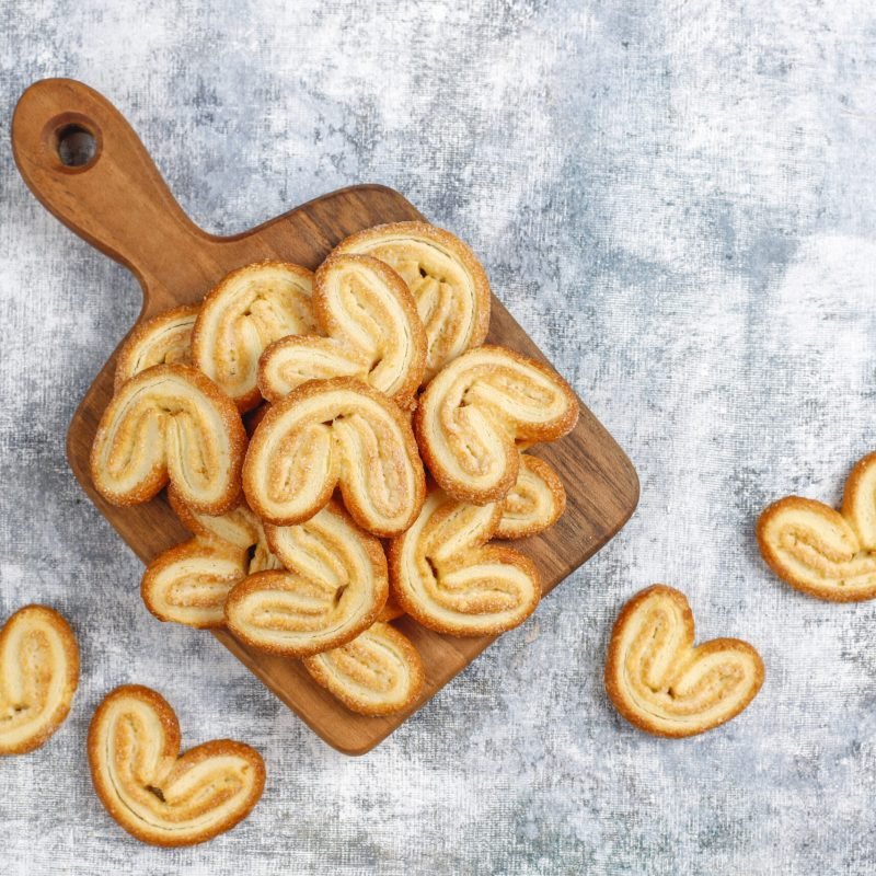 Sweet puff pastry,homemade palmier cookies.